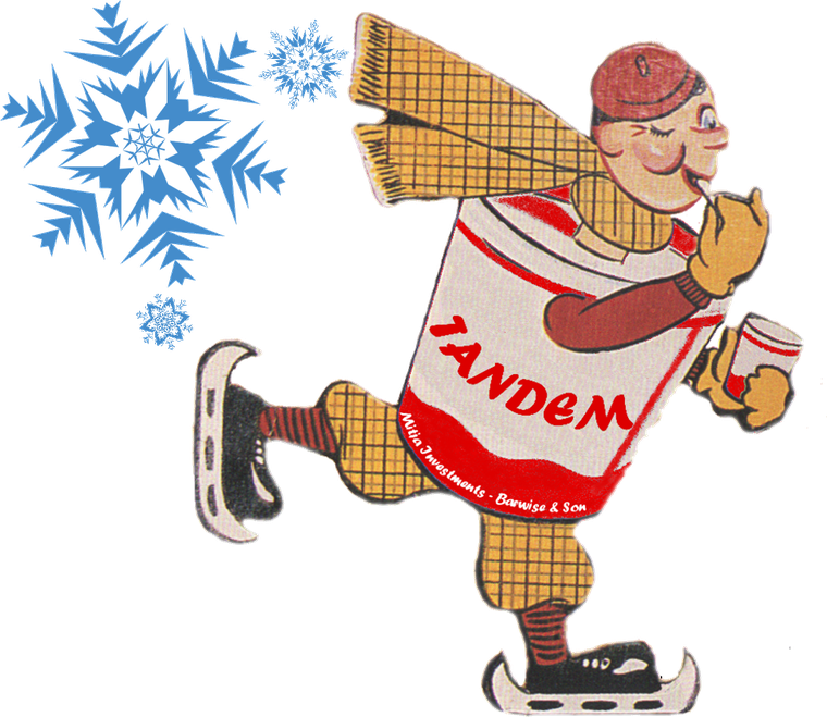 The Tandem mascot — an ice-skating ice-cream tub character